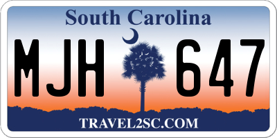 SC license plate MJH647