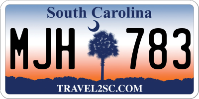 SC license plate MJH783