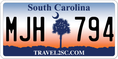 SC license plate MJH794