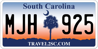 SC license plate MJH925