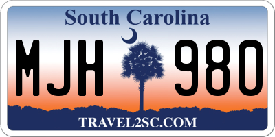 SC license plate MJH980