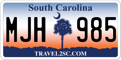 SC license plate MJH985