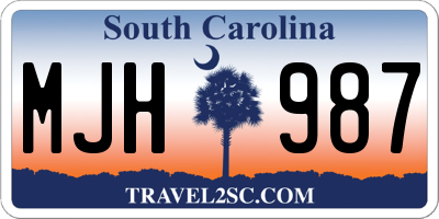 SC license plate MJH987