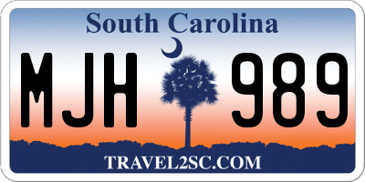 SC license plate MJH989