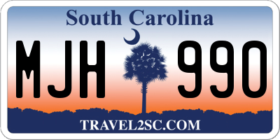 SC license plate MJH990