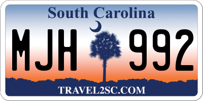 SC license plate MJH992