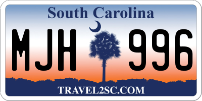 SC license plate MJH996