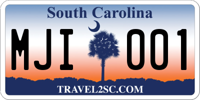 SC license plate MJI001