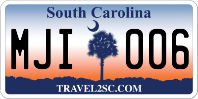 SC license plate MJI006