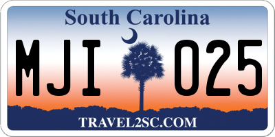 SC license plate MJI025
