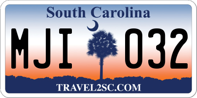 SC license plate MJI032