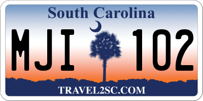 SC license plate MJI102