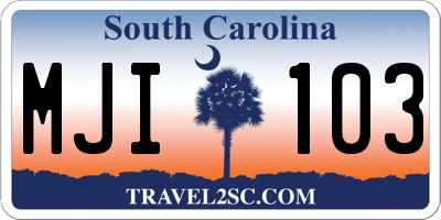 SC license plate MJI103