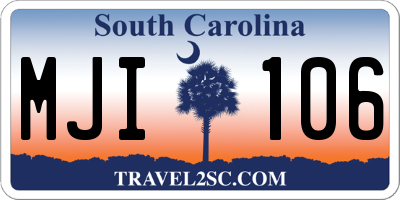 SC license plate MJI106