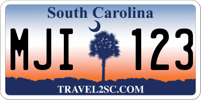 SC license plate MJI123