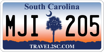 SC license plate MJI205