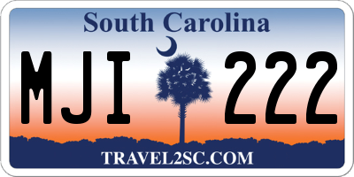 SC license plate MJI222