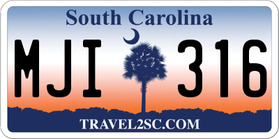 SC license plate MJI316