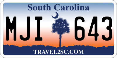 SC license plate MJI643