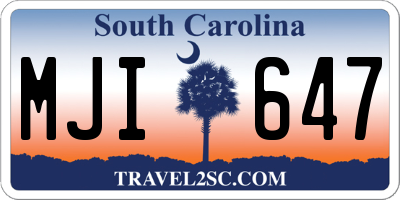 SC license plate MJI647