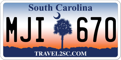 SC license plate MJI670