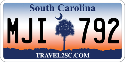 SC license plate MJI792