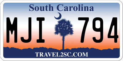 SC license plate MJI794