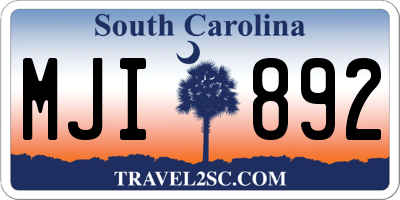 SC license plate MJI892