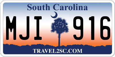 SC license plate MJI916
