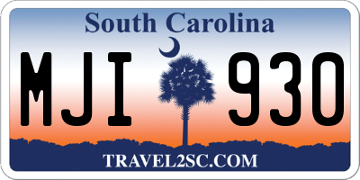 SC license plate MJI930