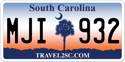 SC license plate MJI932