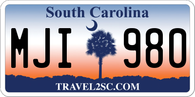 SC license plate MJI980