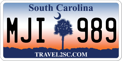 SC license plate MJI989