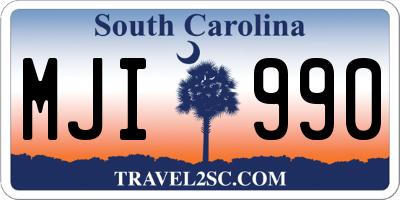 SC license plate MJI990
