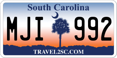 SC license plate MJI992