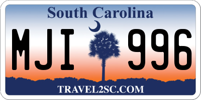 SC license plate MJI996