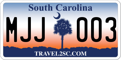 SC license plate MJJ003