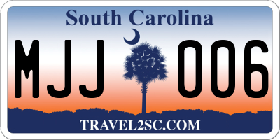 SC license plate MJJ006