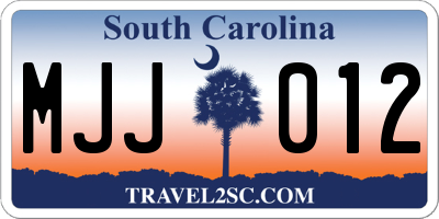 SC license plate MJJ012
