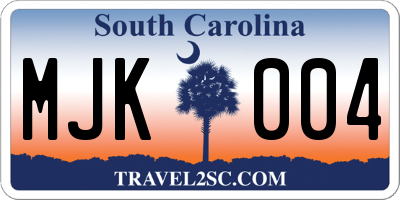 SC license plate MJK004