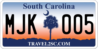 SC license plate MJK005