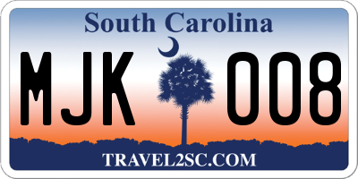 SC license plate MJK008