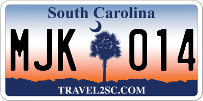 SC license plate MJK014