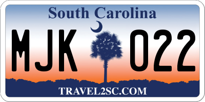 SC license plate MJK022