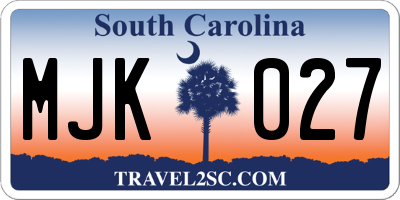 SC license plate MJK027