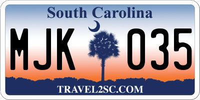 SC license plate MJK035