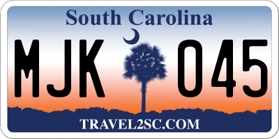 SC license plate MJK045