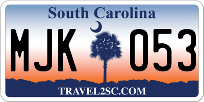 SC license plate MJK053