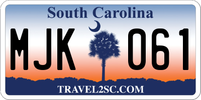 SC license plate MJK061