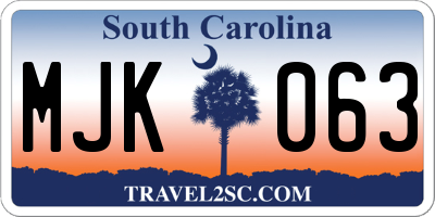 SC license plate MJK063